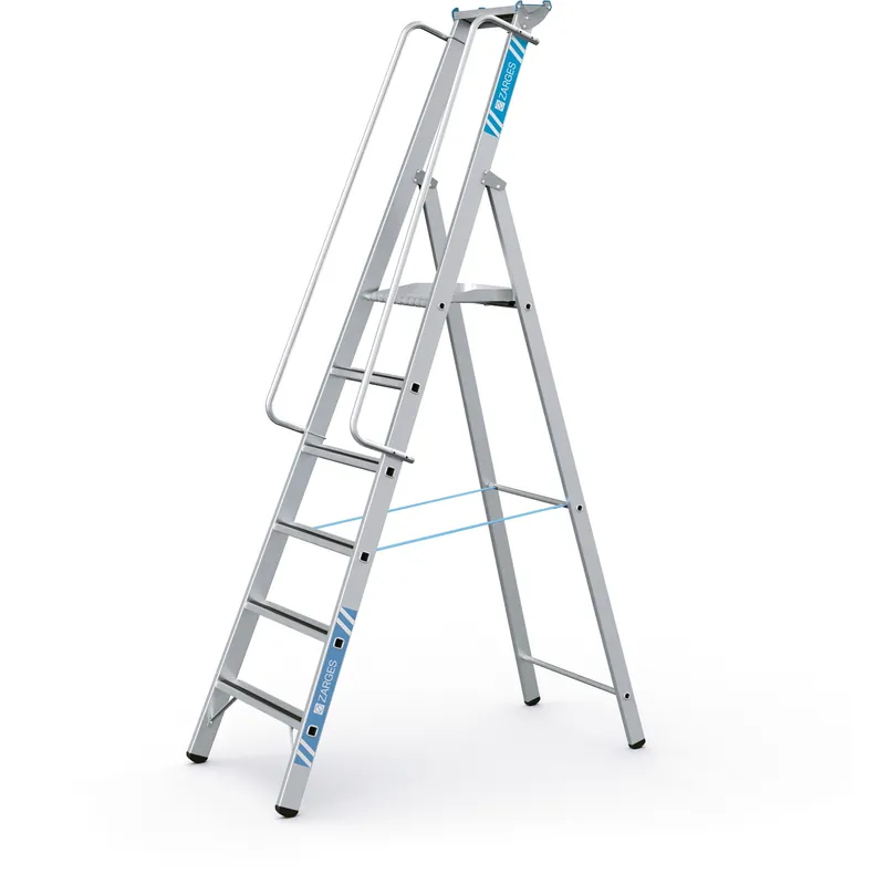 Schneller Versand ZARGES Gebördelte Stufen-Stehleiter Meistertritt S - Aluminium natur