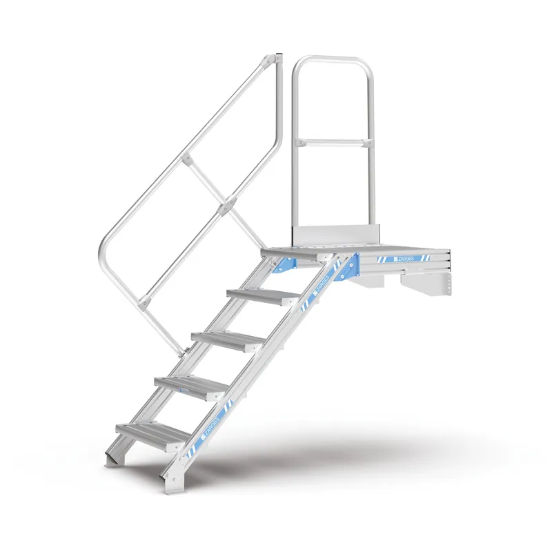 Highlight ZARGES Ortsfeste Podesttreppe mit einseitigen Handlauf