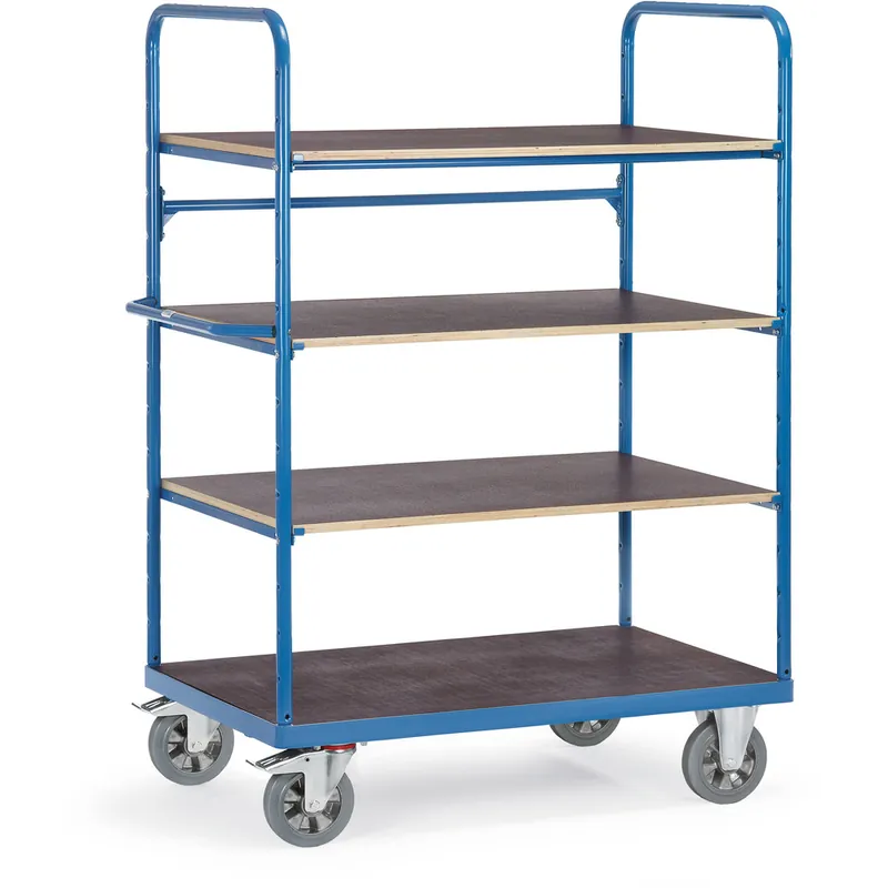 fetra Etagenwagen 4 Etagen pulverbeschichtet blau/RAL 5007 Knallerangebot