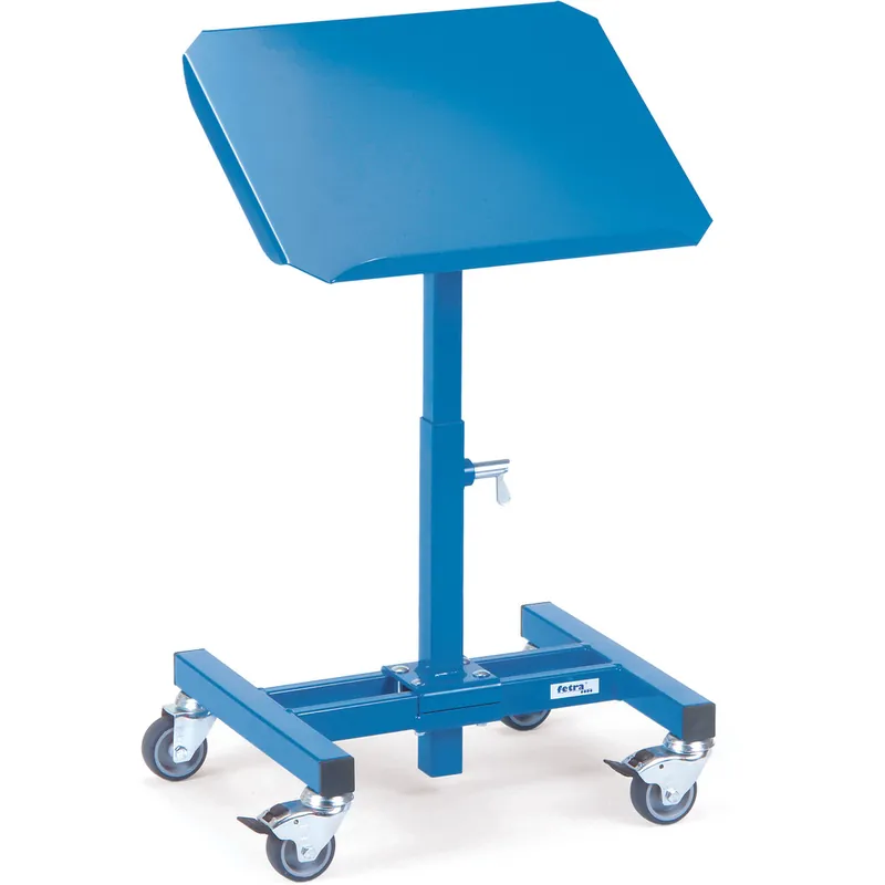 fetra Materialständer Ladefläche -L510xB410 mm verstellbare Höhe brillantblau RAL 5007 fahrbar Markenware