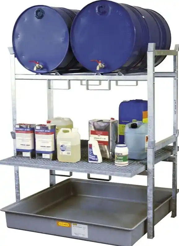 CEMO Fassregal Typ 800 mit GFK-Auffangwanne 220l Echt