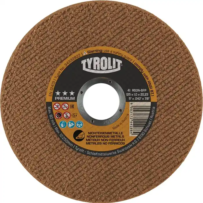 Highlight Trennscheibe Premium D125x1mm ger.NE-Metalle Bohr.22,23mm TYROLIT VE: 25 Stück