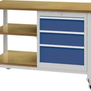 Angebot Werkbank B1200xT540xH880mm Buche Multiplex lichtgrau/signalblau 3 Schubl.