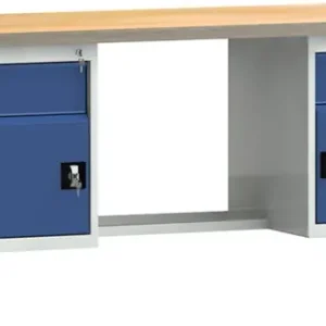 Werkbank PW 700 B2000xT700xH840mm Buche Multiplex lichtgrau/blau 2Schubl.2Türen Markenware