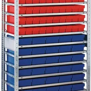 Sale Steckregal H2000xB1000xT400mm Anbauregal 16 Böden 70xL 400mm rot/40xL 400mm blau