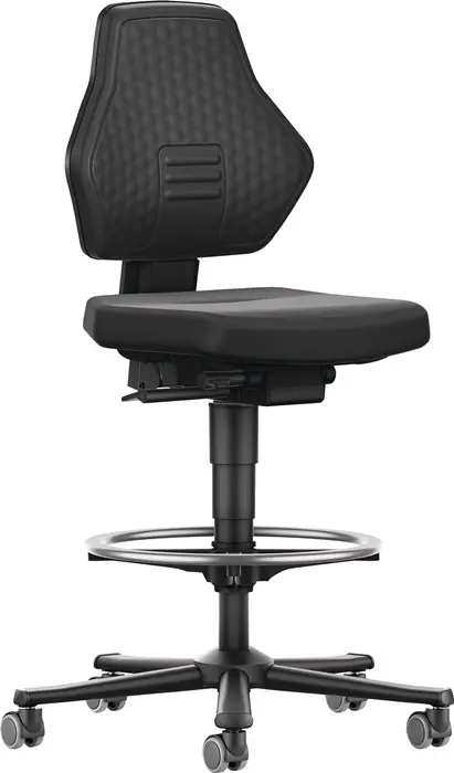 Billig Arbeitsdrehstuhl Air Flow Rl.+Fußring Supertec-Gewebe schwarz