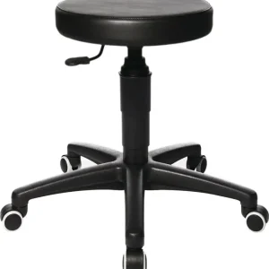 Markenprodukt Drehhocker Tec 70 m.Rl.Kunstlederpolster schwarz Sitz-H.390-520mm TOPSTAR