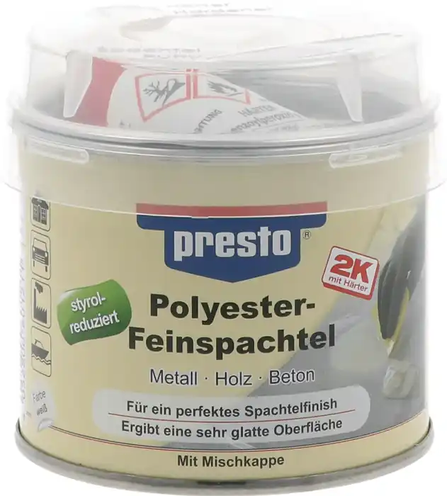 2K-Feinspachtel weiß,Härter rot 250g Dose PRESTO VE: 6 Stück Saisonangebot