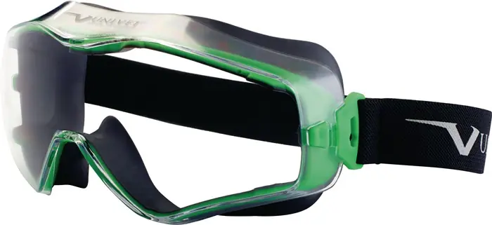 Top-Seller Vollsichtbrille 6x3 EN 166,EN 170 Rahmen gunmetallic/grün,Scheibe klar PC UNIVET