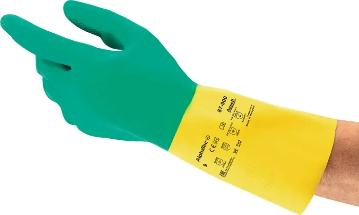 Chemiehandschuh AlphaTec® 87-900 Gr.8,5-9 grün/gelb EN 388,EN 374,EN 421 VE: 12 Paare Preiswert