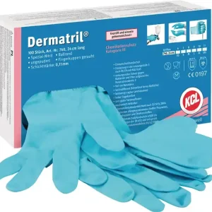 Einw.-Handsch.Dermatril 740 Gr.7 blau Nitril 100 St./Box Ausverkauf