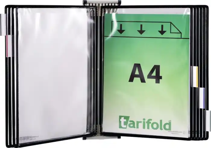 Wandhalter 5 Sichttafeln schwarz m.Drahtrahmen,ku.-ummantelt f.DIN A4 TARIFOLD Saisonangebot