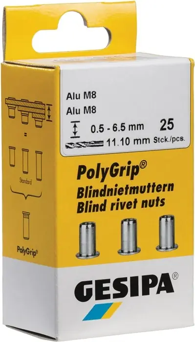 Blindnietmutter PolyGrip® Nietschaft dxl 7x13,5mm M5 VA A2 50 St.GESIPA Heißes Angebot