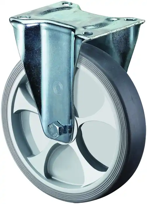 Neu Bockrolle D.100mm Trgf.110kg thermopl.Ku.Platte L104xB80mm BS ROLLEN