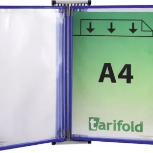 Zertifiziert Wandhalter 5 Sichttafeln blau m.Drahtrahmen,ku.-ummantelt f.DIN A4 TARIFOLD
