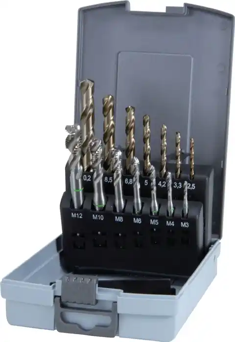 Neue Kollektion Maschinengewindebohrerset DIN 371/376 C M3-M12 14tlg.HSS-Co5 Ku.-Kass.RUKO