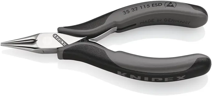 Elektronik-Greifzange Gesamt-L.115mm ESD flachbreite Backen spiegelpol.Form 3 Highlight