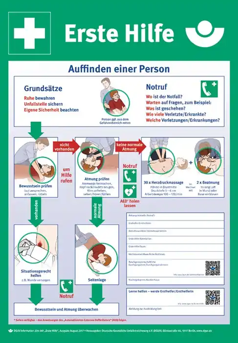 Preisreduziert Erste-Hilfe-Plan n.DGUV Information 204-001 L410xB590mm Ku.