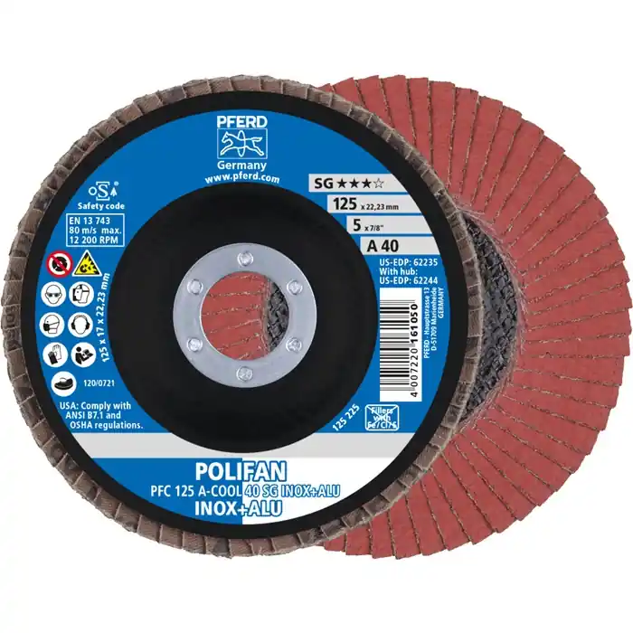 Fächerscheibe POLIFAN A-COOL SG INOX+ALU D.125mm K.40 kon.INOX/Aluminium NK VE: 10 Stück Preiswert