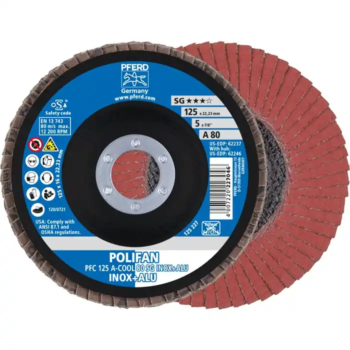 Fächerscheibe POLIFAN A-COOL SG INOX+ALU D.125mm K.80 kon.INOX/Aluminium NK VE: 10 Stück Mega-Angebot