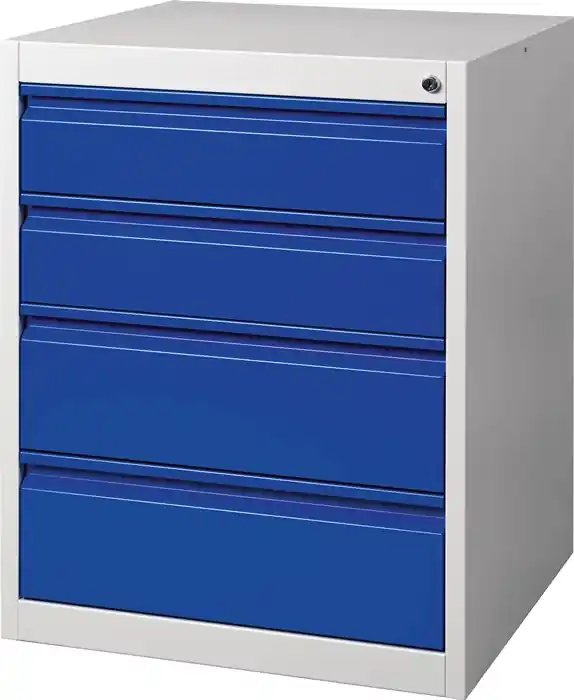 Schubladenschrank BK 600 H800xB600xT600mm grau/blau 4 Schubl.Einfachauszug Mega-Angebot