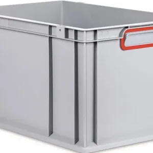 Transportstapelbehälter L600xB400xH320mm grau PP geschlossener Griff rot Finale Aktion