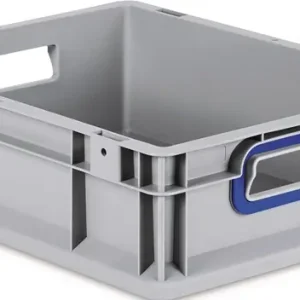 Transportstapelbehälter L400xB300xH120mm grau PP offener Griff blau Saisonangebot