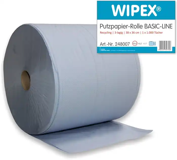 Schneller Versand Putztuch Basic-Line L.ca.360 mmxB.ca.380mm blau 3-lagig 1 Rolle/ VE WIPEX
