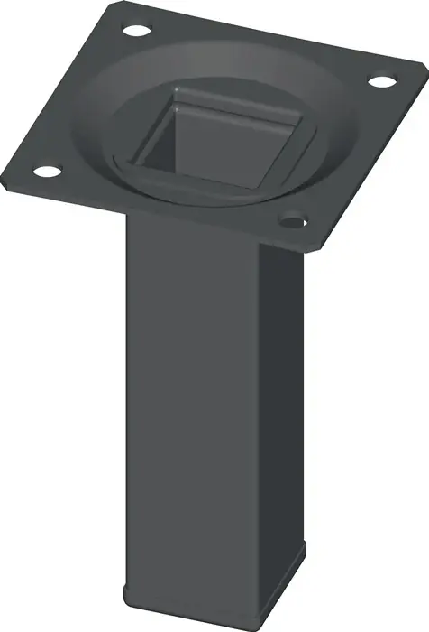 Neue Kollektion Möbelfuß schwarz RAL 9005 25x25mm H.600mm Platte ALFER ALUMINIUM VE: 4 Stück