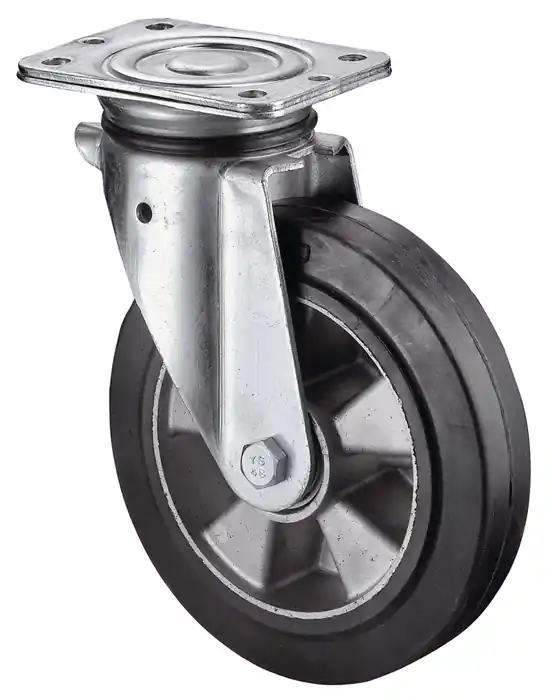 Schwerlastlenkrolle D.200mm Trgf.450kg Elastikgummi 135mm 110mm BS ROLLEN Top-Angebot