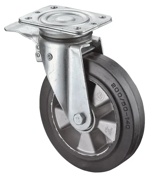 Top-Angebot Schwerlastlenkrolle D.200mm Trgf.450kg Totalfesteller Elastikgummi 135x110mm