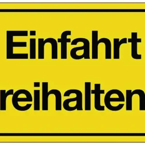 Hinweiszeichen Einfahrt freihalten! L250xB150mm gelb schwarz Ku. VE: 10 Stück Letzte Chance