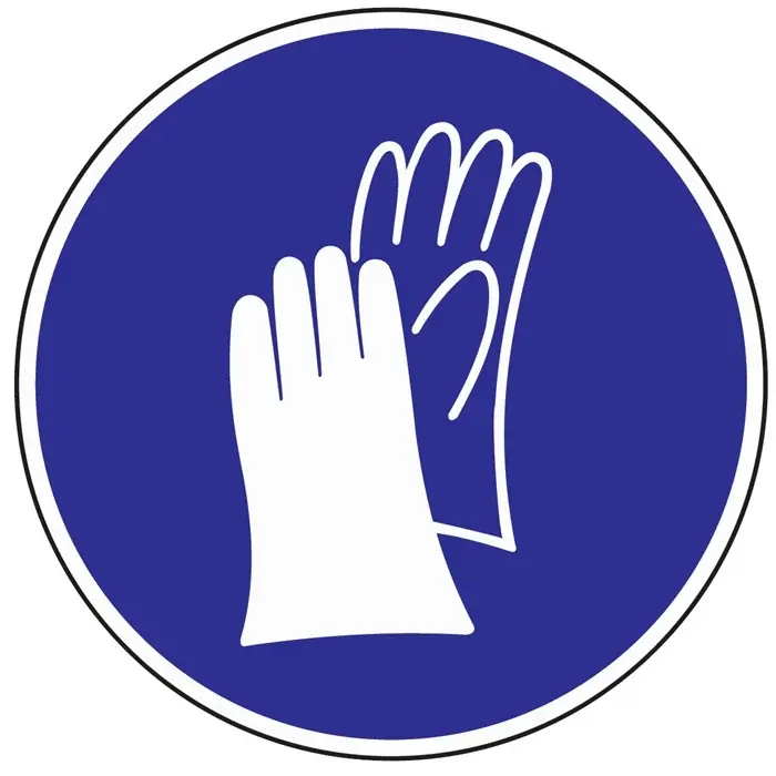 Schild Handschutz benutzen D.200mm Kunststoff blau/weiß VE: 10 Stück Abverkauf