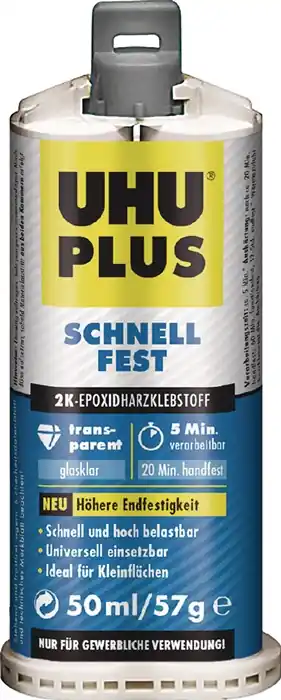 2K-Epoxidharzklebstoff PLUS SCHNELLFEST 57g farblos Doppelkart.UHU VE: 6 Stück Top-Seller