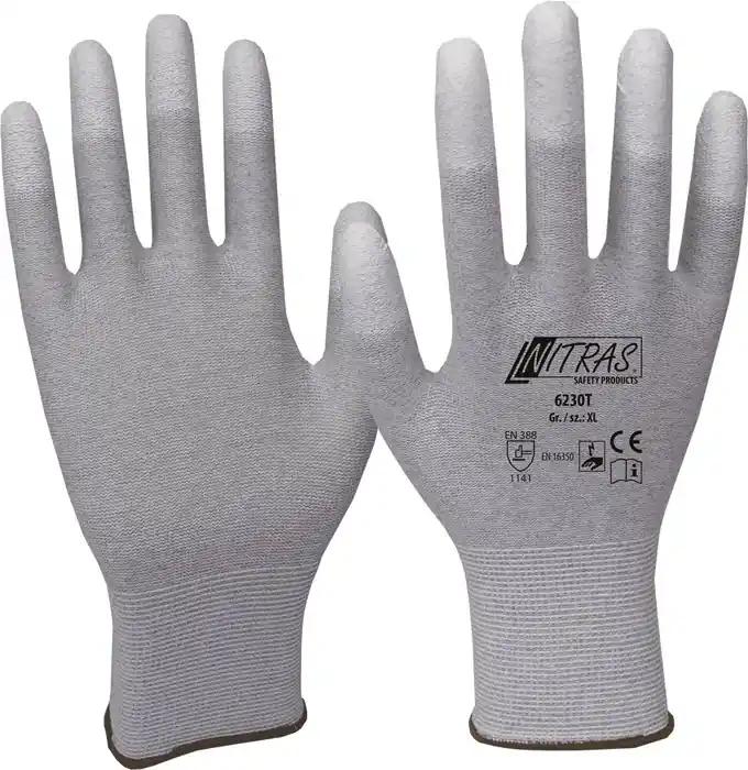 Geprüft Handschuhe Gr.11 grau/weiß EN 388,EN 16350 PSA II VE: 12 Paare