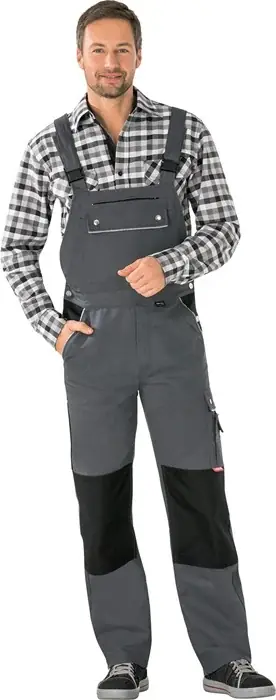 Kracherpreis Latzhose Canvas 320 Gr.58 grau/schwarz PLANAM
