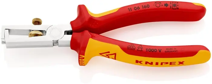 Markenprodukt Abisolierzange L.160mm VDE verchr.Mehrkomp.-Hüllen m.Öffnungsf.KNIPEX
