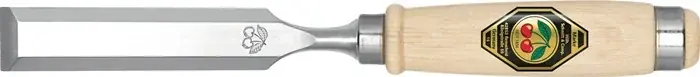 Zertifiziert Stechbeitel Schneiden-B.24mm m.2 Stahlzw.Weißbuchenh.Ulmer Form KIRSCHEN