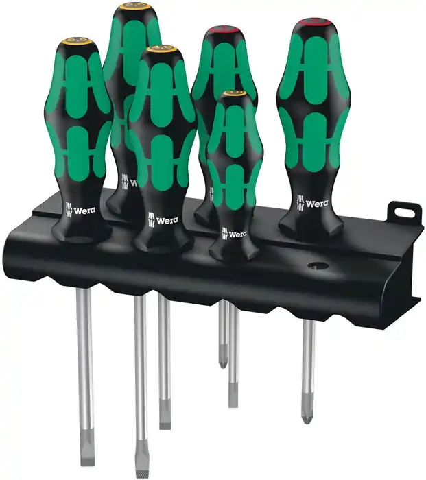 Neu Im Sortiment Schraubendrehersatz 334/6 6-tlg.Schlitz/PH 2K-Griff Rundkl.WERA