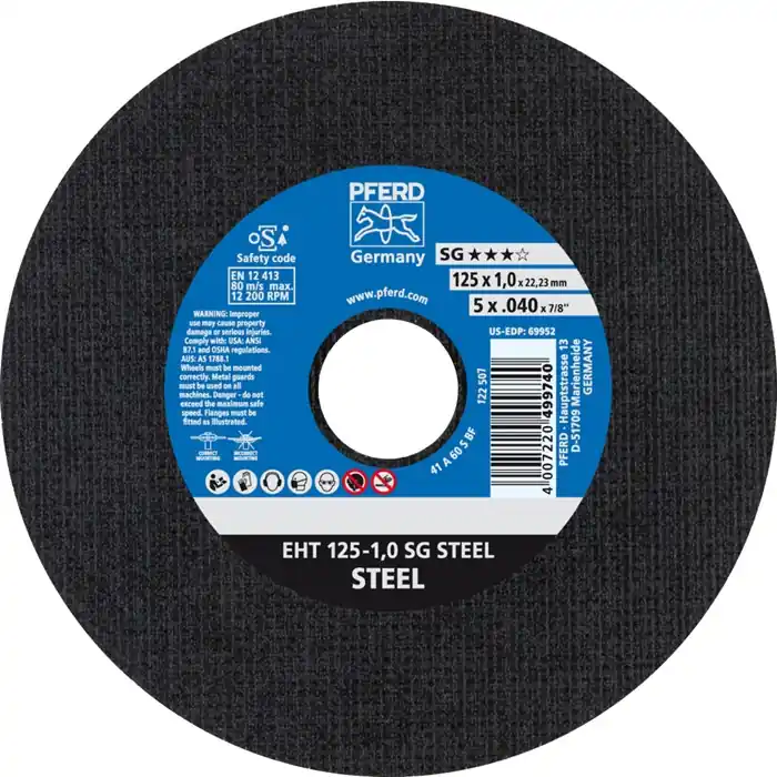 Sichere Zahlung Trennscheibe SG STEEL D125x1mm ger.STA Bohr.22,23mm PFERD VE: 25 Stück
