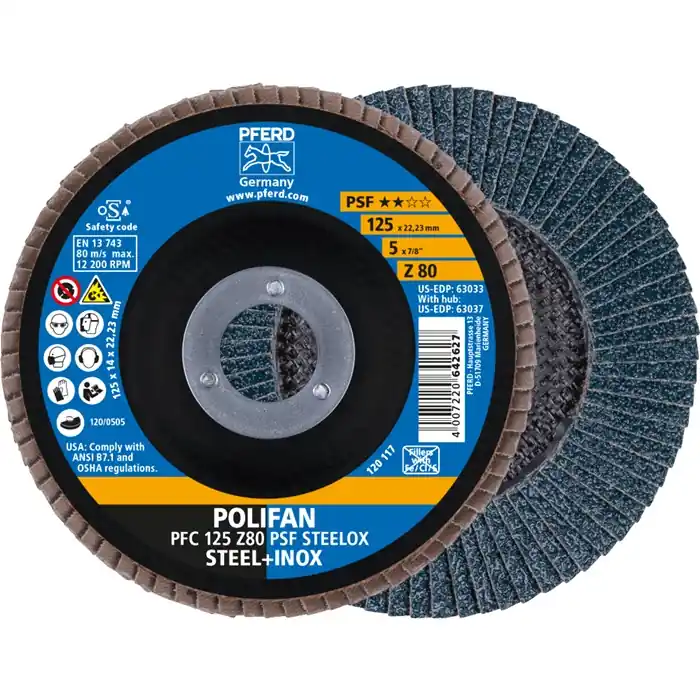 Neu Im Sortiment Fächerscheibe POLIFAN Z PSF STEELOX D.125mm K.80 kon.STA/INOX ZK PFERD VE: 10 Stück