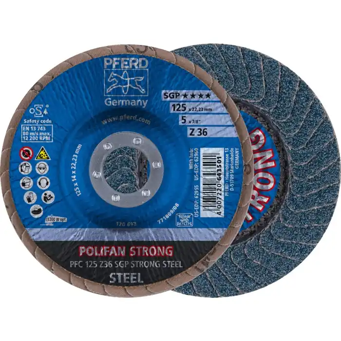 Neue Kollektion Fächerscheibe POLIFAN Z SGP STRONG STEEL D.125mm K.36 kon.INOX ZK PFERD VE: 10 Stück