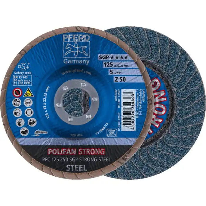 Fächerscheibe POLIFAN Z SGP STRONG STEEL D.125mm K.50 kon.INOX ZK PFERD VE: 10 Stück Abverkauf
