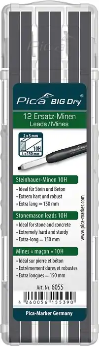 Minenset Pica BIG-Dry 12x graphit 10H STE u.Beton 12 Minen/Set Sonderaktion
