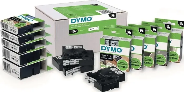 Schriftband Band-B.9mm Band-L.7m Stand.schwarz auf weiß DYMO VE: 5 Stück Preis Gesenkt