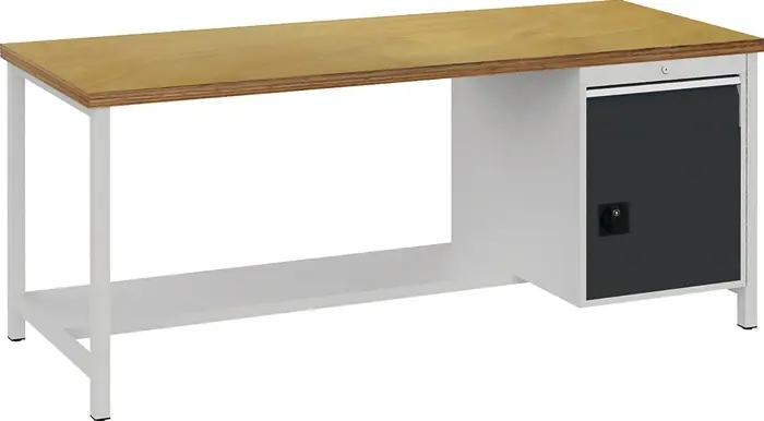 Werkbank grau lichtgrau B2000xH859xT750mm Buche Multiplex 40mm 1 Schubl.1 Tür Jetzt Bestellen