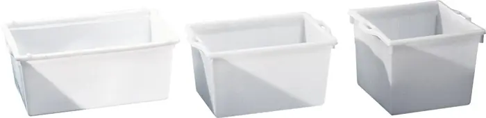 Meistverkauft Kunststoffbehälter eck.65l PE natur L650xB440xH330mm konische Form GRAF