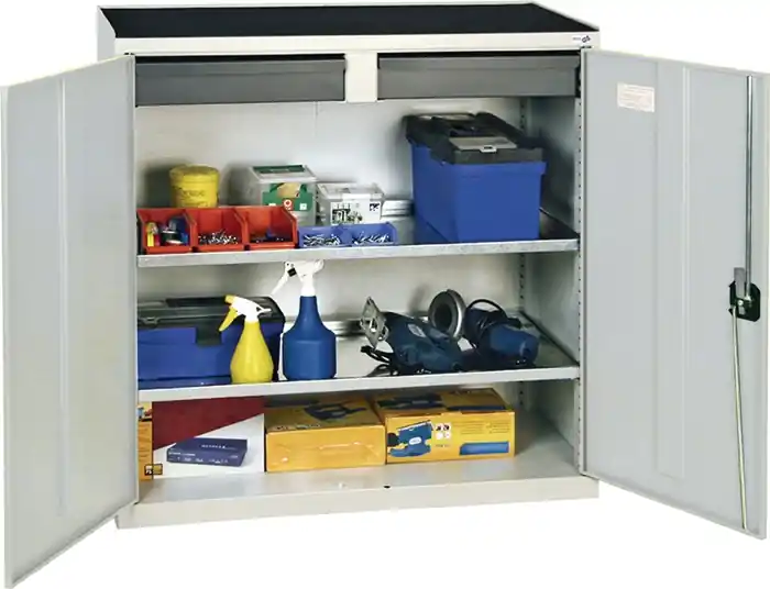 Werkzeug-/Beistellschrank H1000xB1000xT500mm 2Schubl.,2Bd.lichtgrau/lichtgrau Bestseller