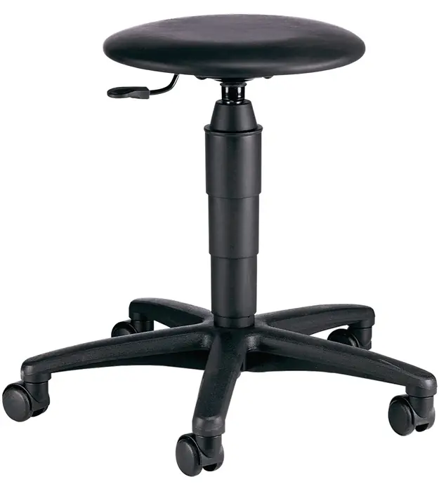 Super-Preis Drehhocker m.Rollen Kunstlederpolster schwarz Sitz-H.420-550mm TOPSTAR