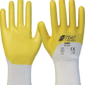 Angebot Handschuhe 03405 Gr.11 weiß/gelb PES m.Nitril EN 388 PSA II 12 NITRAS SAFETY VE: 12 Paare